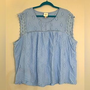 3X Knox Rose Babydoll Light Blue Blouse